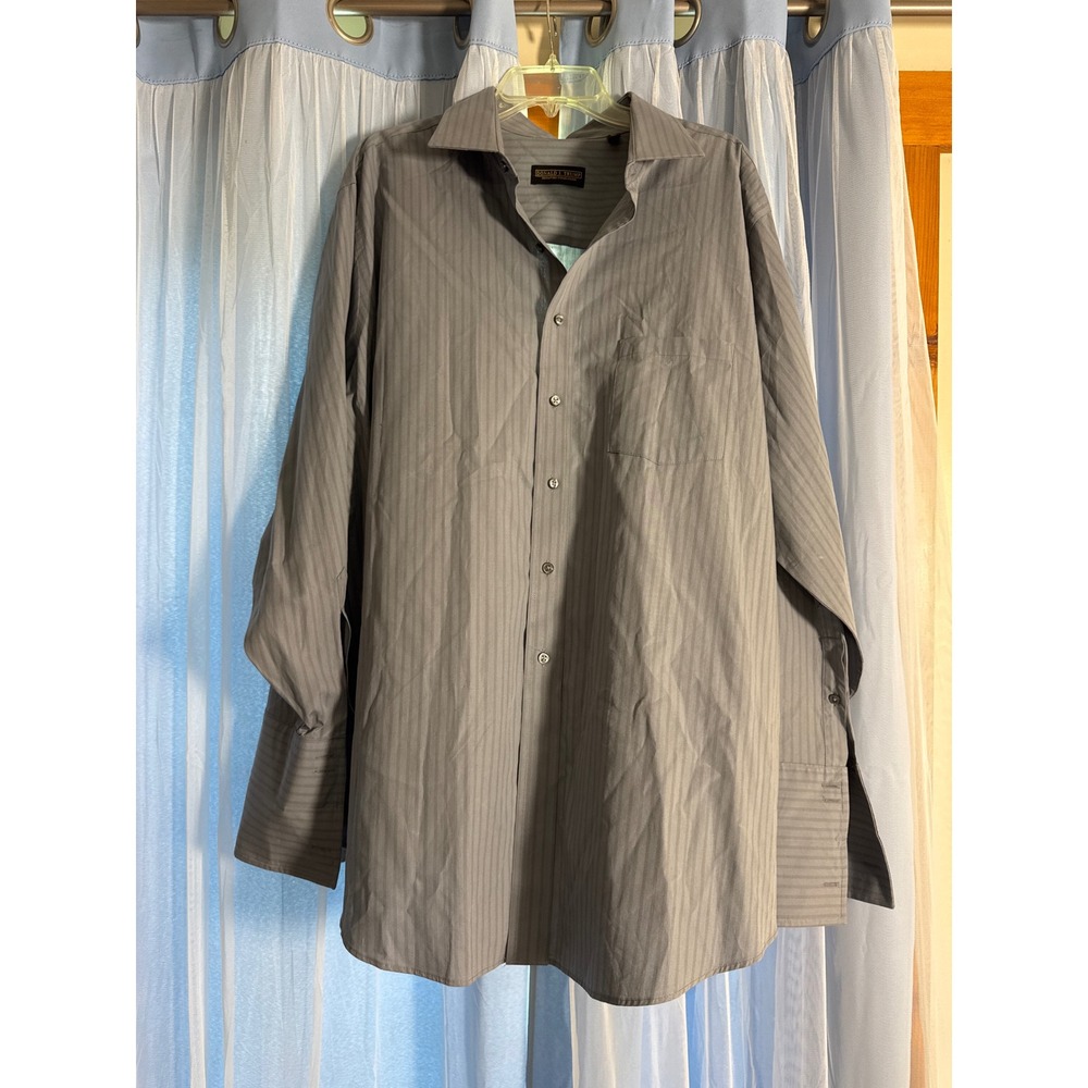 Donald J. Trump Shirt Mens 18.5 34/35 Big Signature Collection Grey‎ EUC